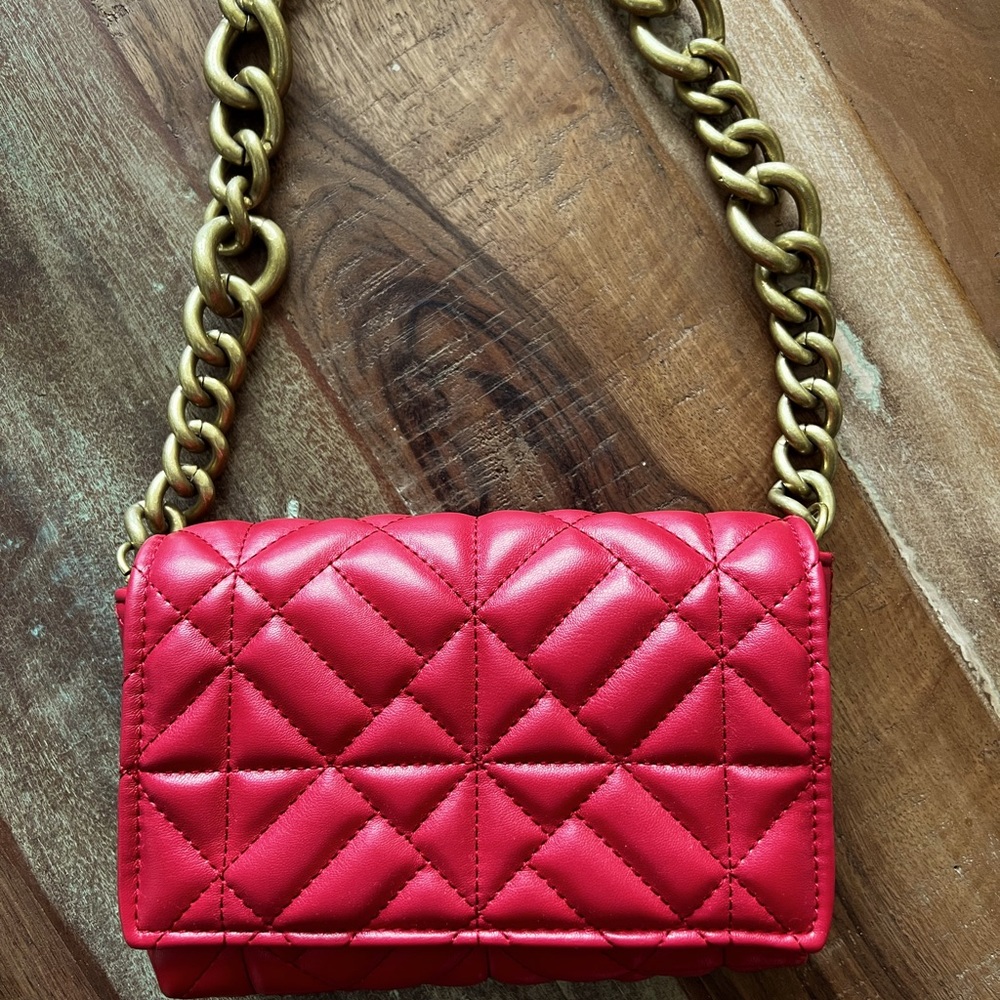 Red quilted Zara shoulder bag